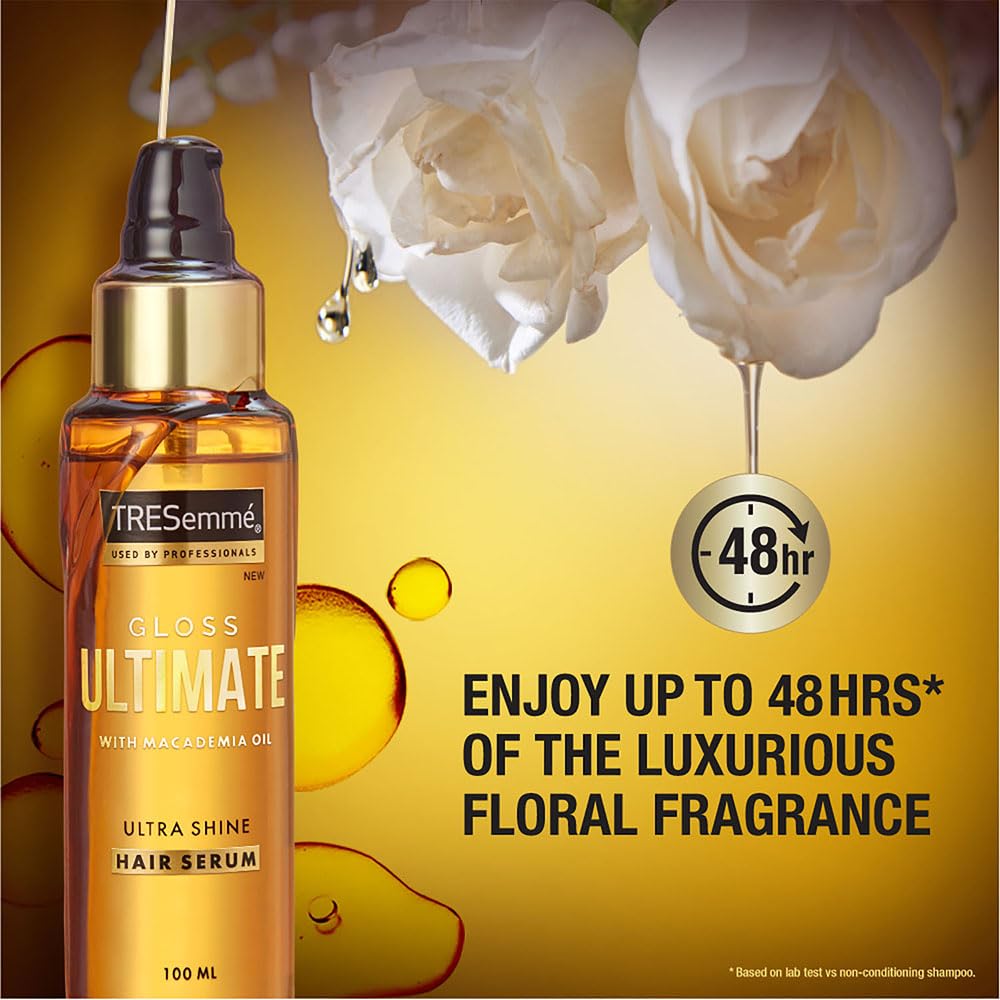 TRESemme Gloss Ultimate Ultra Shine Hair Serum 100ml with Macadamia Oil & Vitamin E, for Super shiny Finish