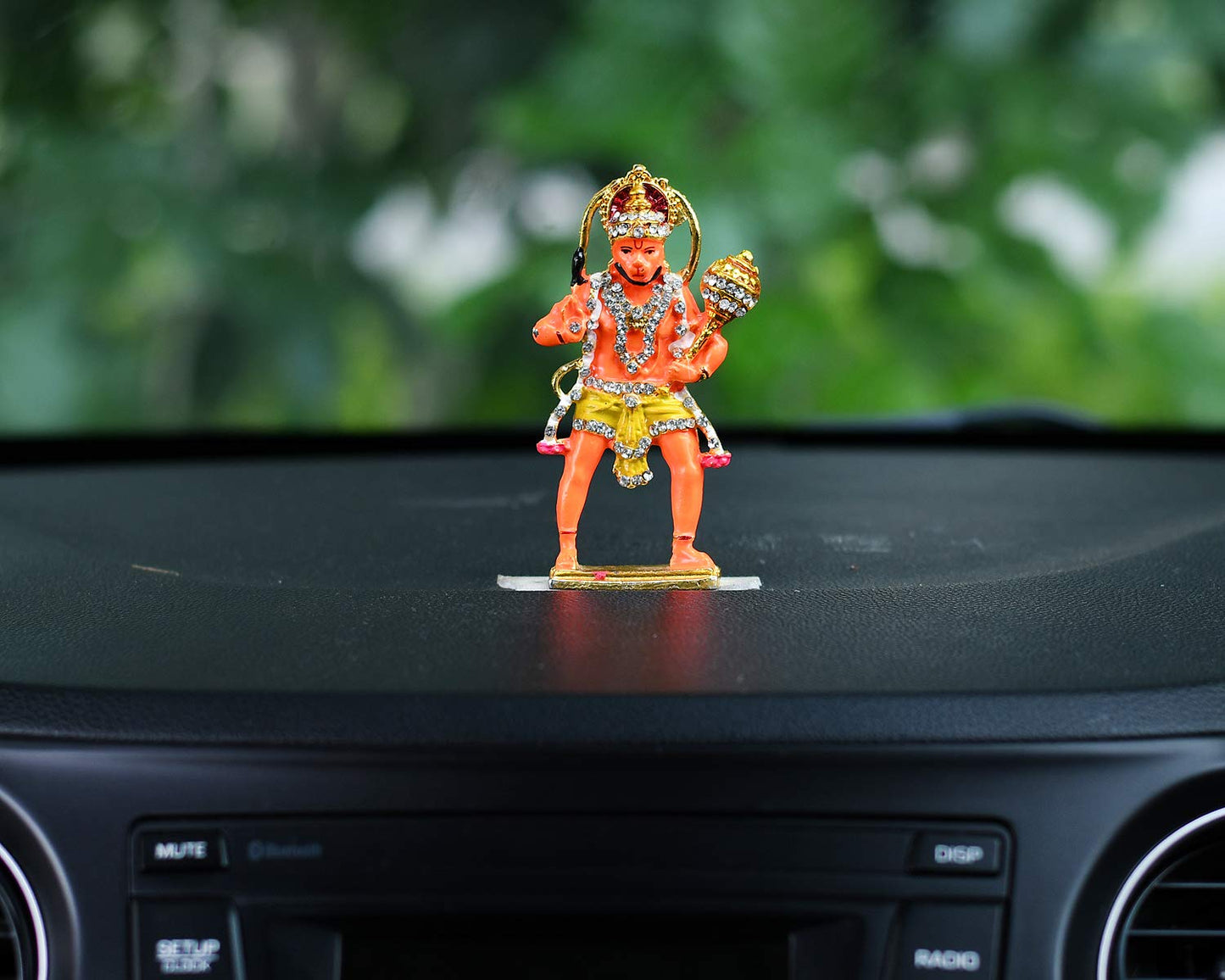 Gold Plated Lord Hanuman Car Dashboard God Idol - Hanuman Murti (Size 10cm x 4.5cm)