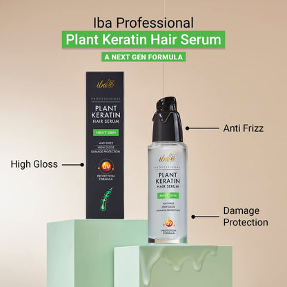 Iba Professional Plant Keratin Next Gen Hair Serum with Argan Oil & UV Filters Protects Dry Damaged Hair & Frizz Control Soft Smooth | 45ml