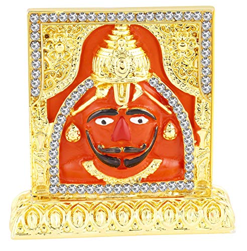 Relicon Salasar Balaji Idol | Lord Hanuman Idol (R-140) Red Metal Statue for Car Dashboard | Mandir Murti (L*B*H-6.5 x 0.5 x 6.5 Cm)