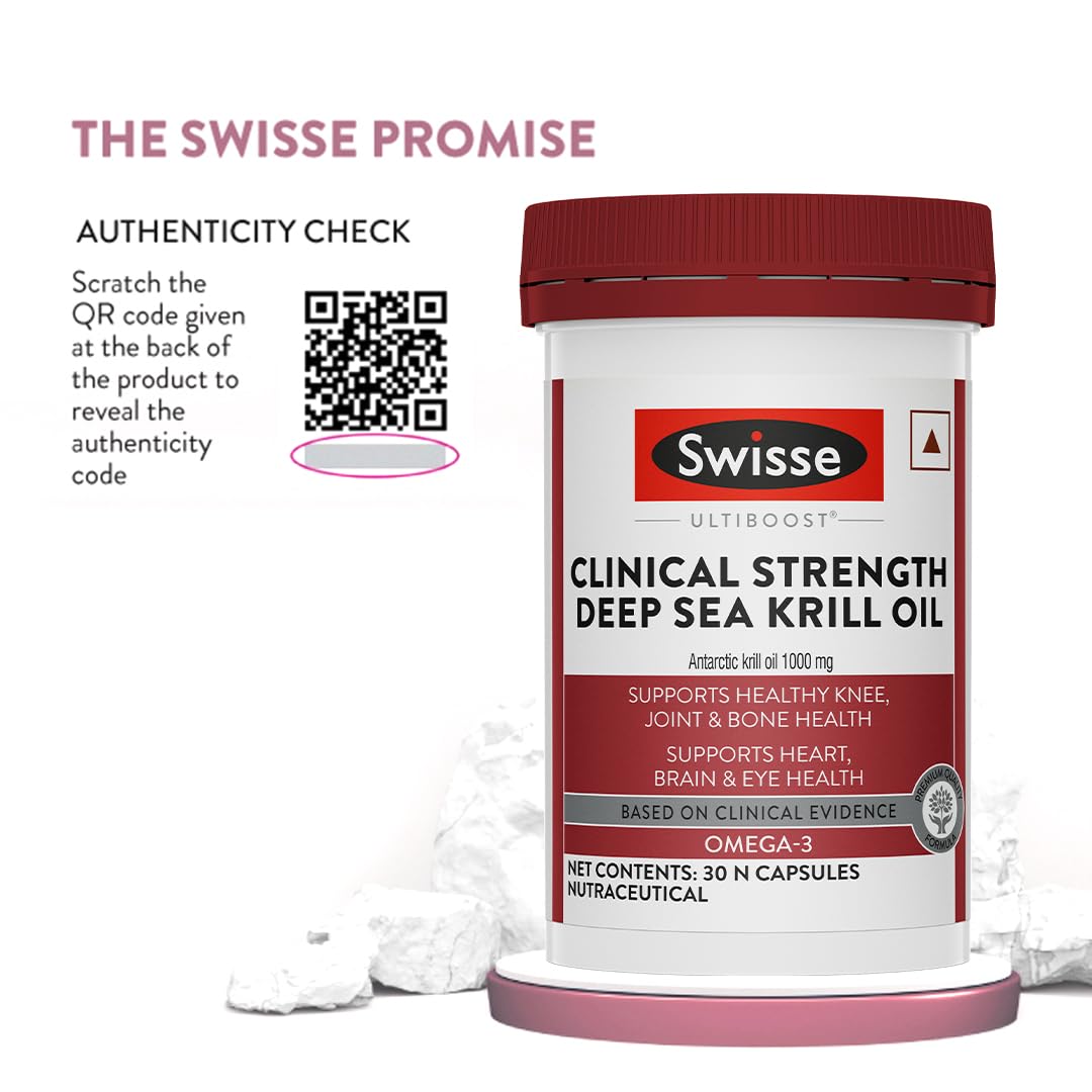 Swisse Antarctic Krill Oil - 1000mg Krill Oil In Each Capsule, Manufactured In Australia - Supports alth with Astaxanthin & Phospholipids (30 Capsule)