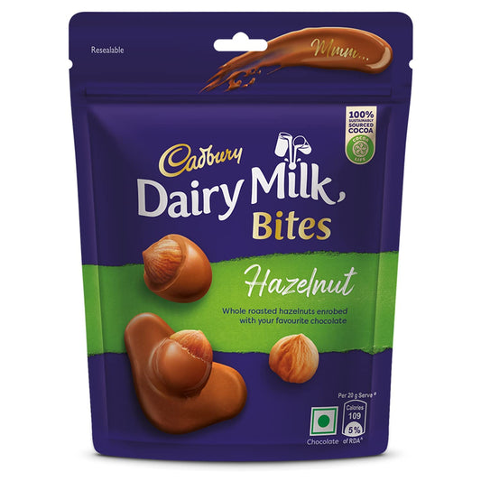 Cadbury Dairy Milk Bites - Hazelnut, Roasted & Chocolate Coated, Rich & Luscious Dessert, 40 g