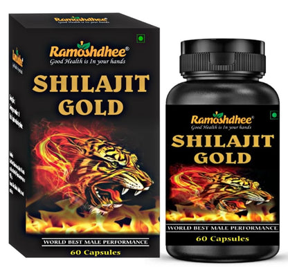 Ramoshdhee Shilajit Gold 60 Capsules | Boosts Stamina In 2 Weeks | Enhance Strength Immunity