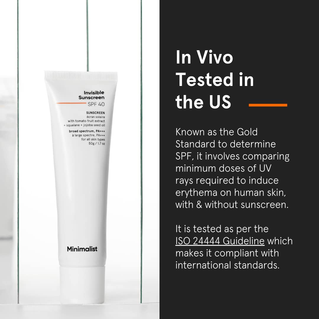 Minimalist Invisible Sunscreen For Oily Skin | SPF 40 PA+++ | Water Resistant | Ultra Light Gel | Matte Finish | 50 gm