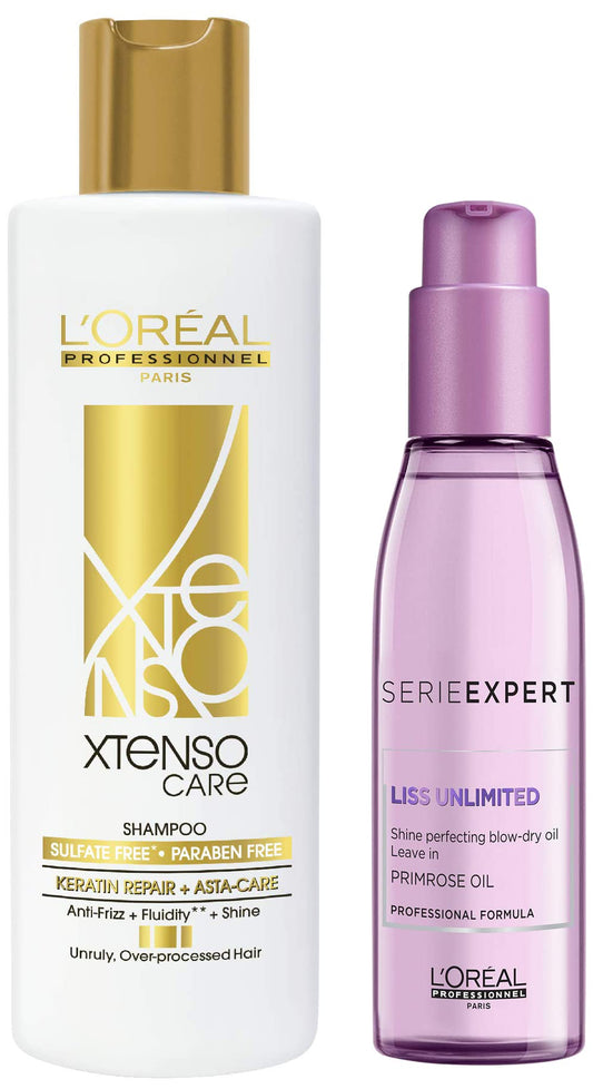 Loreal Professionnel Xtenso Care Sulfate-free* Shampoo 250 ml, For All Hair Types & Loreal Professiolimited Blow Dry Serum 125 Ml, For Frizz-Free Hair