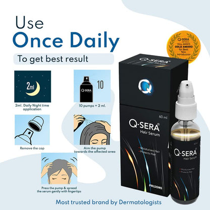 Q-Sera Hair Serum 60ml for Thick Hair| With Unique Damage Repair Formula| With Milk Based Anti-Inflanes for Quick Hair-Fall Control| For Men and Women