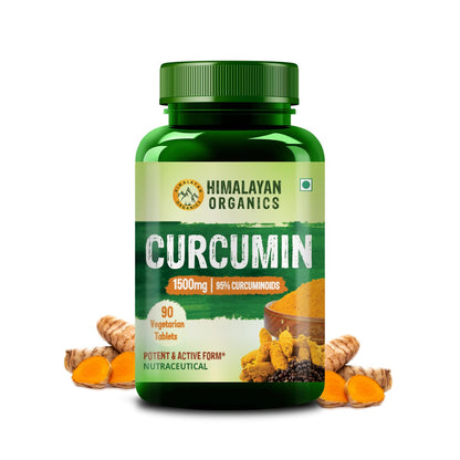 Himalayan Organics Curcumin With Biopiperine 1500mg Tablets With 95% Curcuminoids Supplements For Bemmunity Booster for Men And Women - 90 Veg Tablets