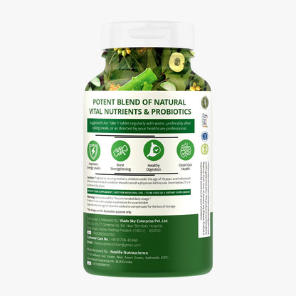 Nature Life Multivitamin With Probiotics - 45 Ingredients Supplement | Vitamin C, D, E, B3, B5, B12,Bone & Joint Support | Gut health - 60 Veg Tablets