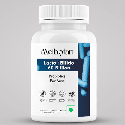 Meibotan Best Probiotics Supplement Lactobacillus with Bifidobacterium 14 Strains 60 Billion CFU ForSupport, Detox & Cleanse - 60 Vegetarian Capsules,