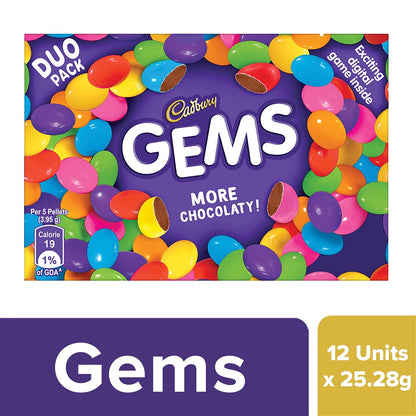 Cadbury Gems Chocolate, 17.8g (Pack of 12)