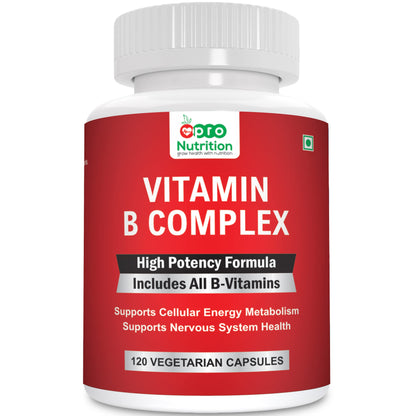 ProNutrition B Complex Vitamins - ALL Including B12, B1, B2, B3, B5, B6, B7, B9, Folic Acid Vitamin une System 120 Veg capsules, 120 Count (Pack of 1)