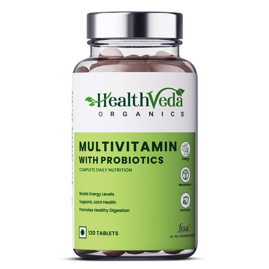 Health Veda Organics Multivitamin with Probiotics | Boosts Stamina, Enhances Nervous Systems & Improves Vision | 120 Veg Tablets for both Men & Women