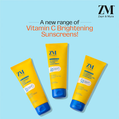 ZM Vitamin C UV Expert Tinted Sunscreen SPF 40, PA +++ For Bright & Glowing Skin | UV Protection | FSun Protection | Sunscreen For Women & Men - 100 g