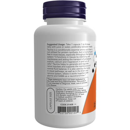 NOW Foods Taurine 500mg, 100 Capsules