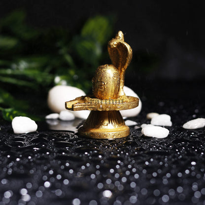 Spiritually Energized Brass Shivling Figure Shiv Ling Statue/Idol for Puja and Gift Purpose (LxBxH - 6.5 x 5 x 7.5 Cm) Wt - 190 Gm