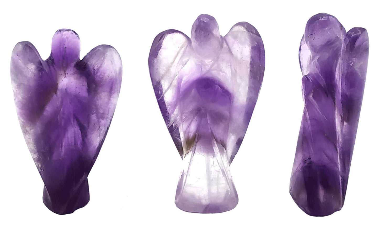 Amethyst Crystal Angel Pocket Figurines Idol - AAA Grade Original Healing Gemstone for Yoga Reiki Meditation Feng Shui (1.5 Inches)