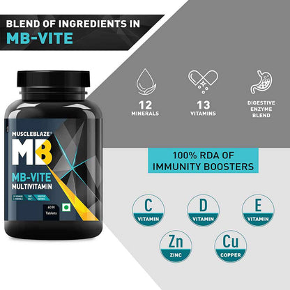 MuscleBlaze MB-Vite Multivitamin with Immunity Boosters & Digestive Enzymes,60 Tablets with MuscleBlurity & Accuracy, 60 Fish Oil Capsules(Combo Pack)