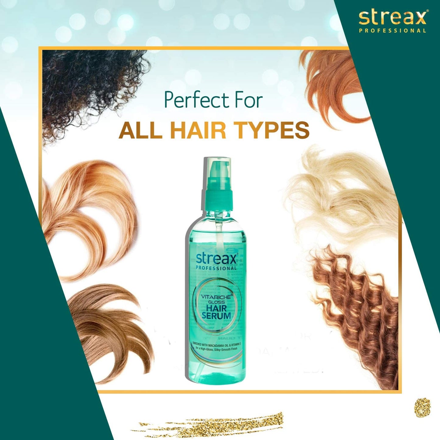 Streax Vitalized Walnut Hair Serum 100 Ml for Instant Shine and Smoothness & Vitarich Gloss Hair Serum 45ml