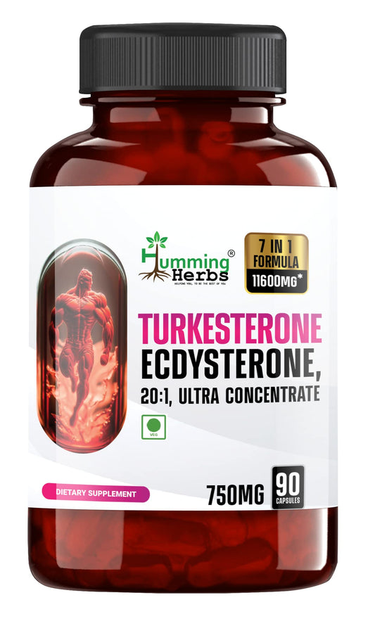 Humming Herbs Turkesterone Supplement | Ajuga Turkestanica Extract | 7in1 -11600mg eqv |Ecdysterone  Effectiveness | Third Party Tested |- 90 Capsules