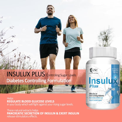 ANC Herbal Insulux Plus With Berberine and Milk Thistle for Diabetes Control 750mg 60 Capsules for Men and Women (Pack of 1)