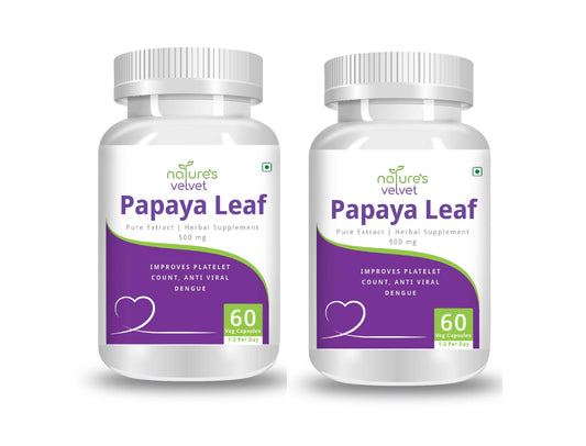 Natures Velvet Lifecare 500 mg Papaya Leaf Extract Tablet - 60 Capsules (Pack of 2)