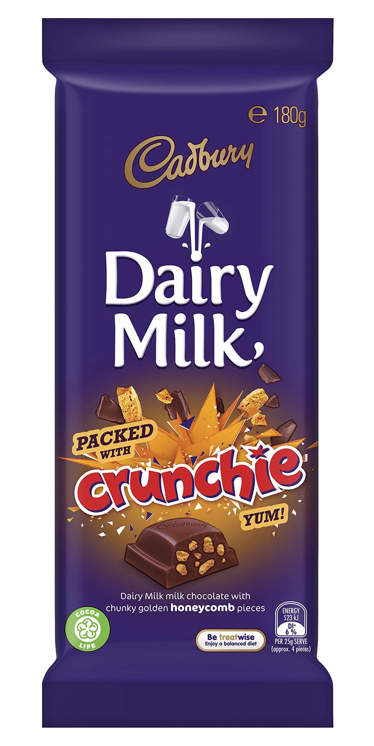 Cadbury Crunchie Dairy Milk, Chunky Golden Honeycomb, Milk Chocolate, Ideal for Gifting, Birthday Gift 180g…