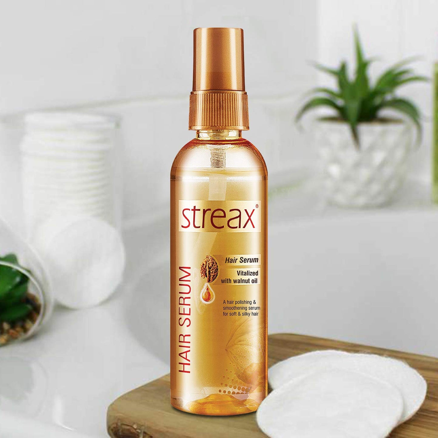 Streax Vitalized Walnut Hair Serum 100 Ml for Instant Shine and Smoothness & Vitarich Gloss Hair Serum 45ml