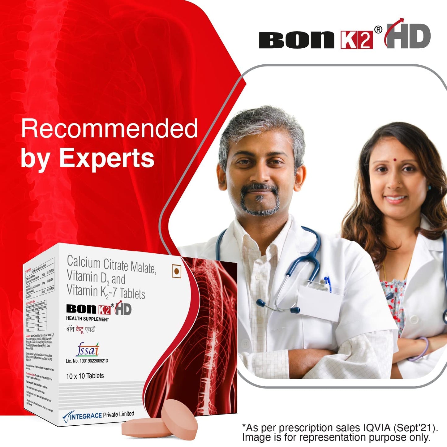 Bon K2 HD with Advanced Calcium – 200 Tablets| Enriched with Calcium Citrate Malate, Vitamin D3 and min K2-7, Multivitamin supplements for Men & Women