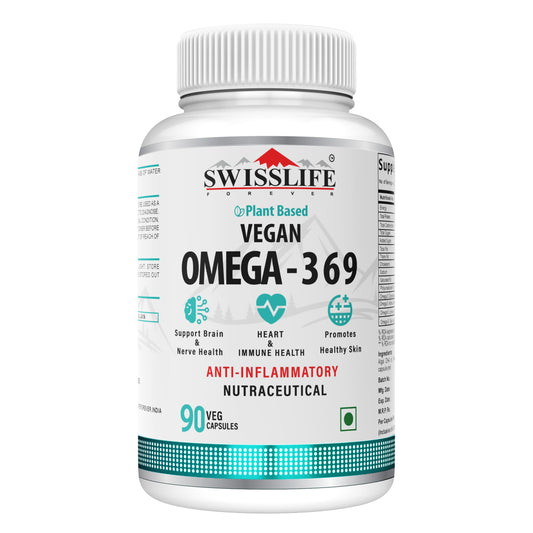 SwissLife Forever Vegan Omega 3 6 9 | Algal oil 750mg with (highest DHA Serving) | 90 Capsules | Pre Women's Muscle, Hair, Skin, Eye, and Brain Health