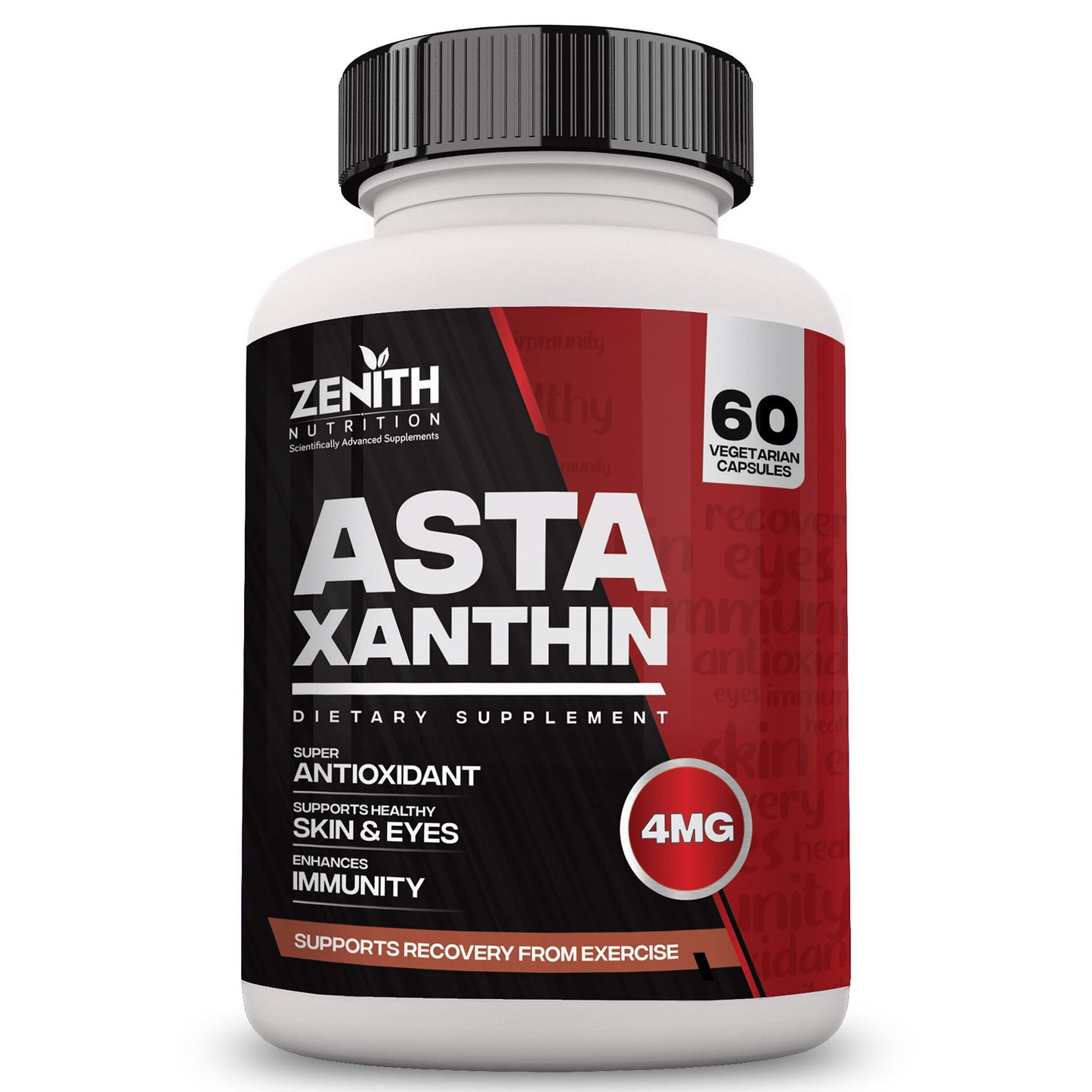 Zenith Nutrition Astaxanthin 4mg 60 capsules | Super Antioxidant | Supports Healthy Skin & Eyes | Enhances immunity