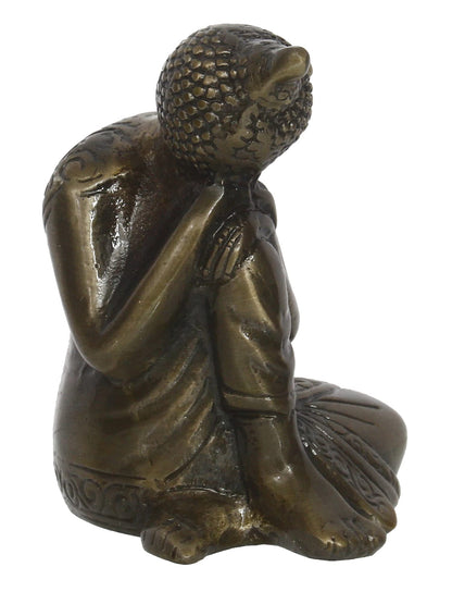 eCraftIndia Brown Metal Resting Buddha Statue - Serene and Decorative Home Decor Accent - Perfect for Meditation Room, Office