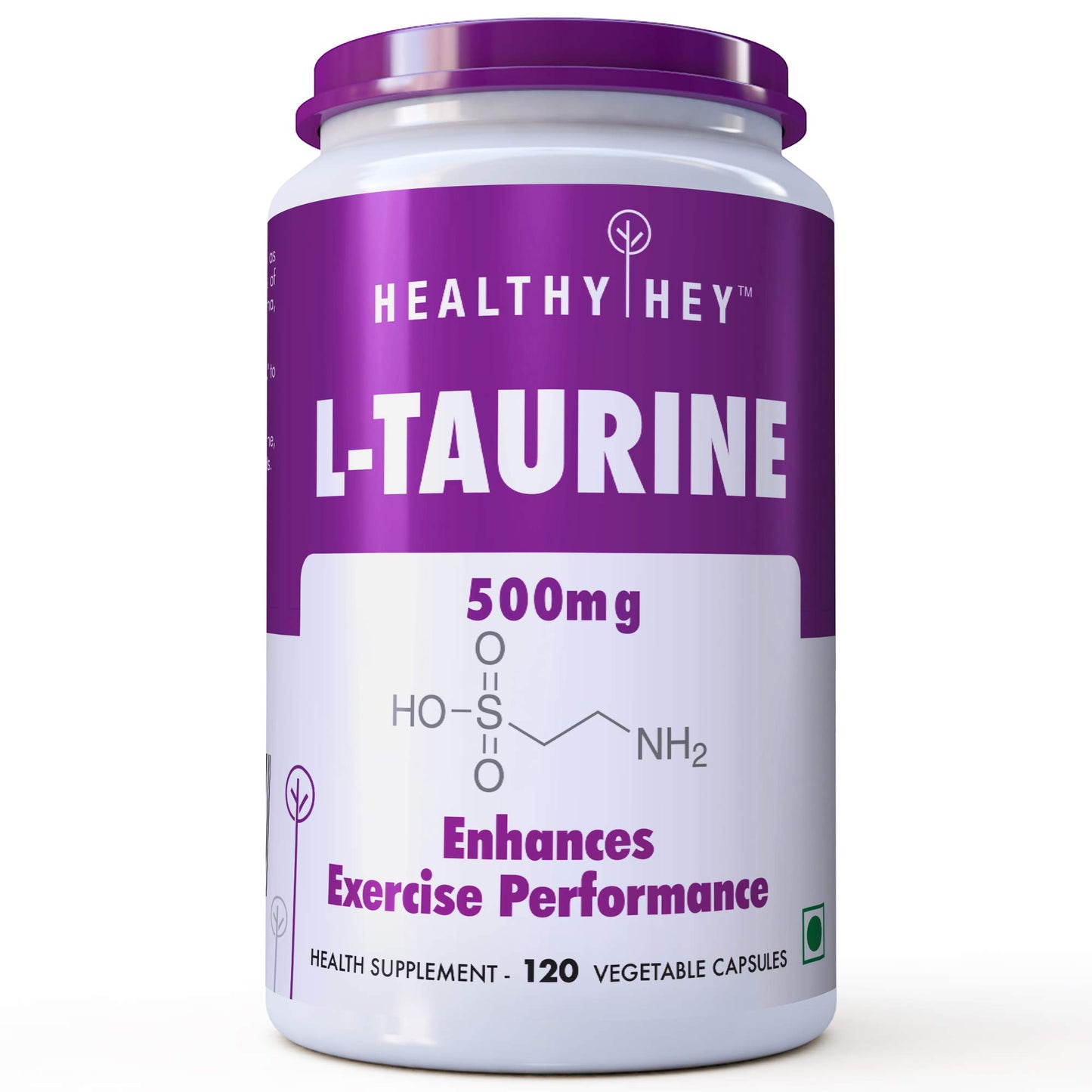 HealthyHey Nutrition L-Taurine (500 mg) Amino Acid Supplement -120 Vegetable Capsules
