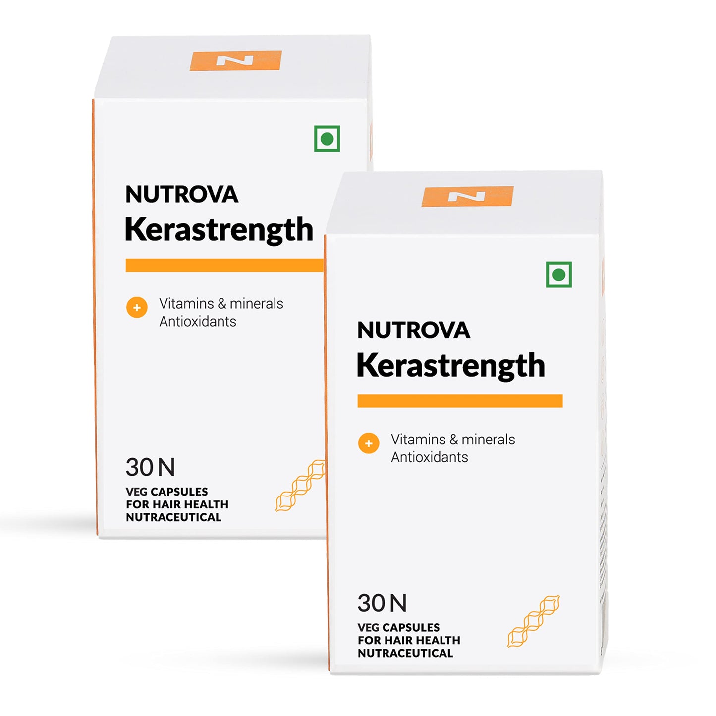 NUTROVA Kerastrength for Men & Women (60 Capsules - Pack of 2) With Biotin - Prevents Hair-Fall, BuiB-complex, Lycopene Inhibits Hair-Fall Hormone DHT