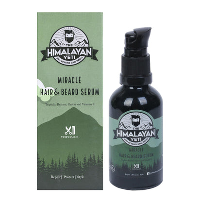 The Himalayan Yeti Miracle Hair & Beard Serum for Men | Nourishing Triphala, Brahmi, Onion & Vitamin E | Frizz Control & Shine | 50ml