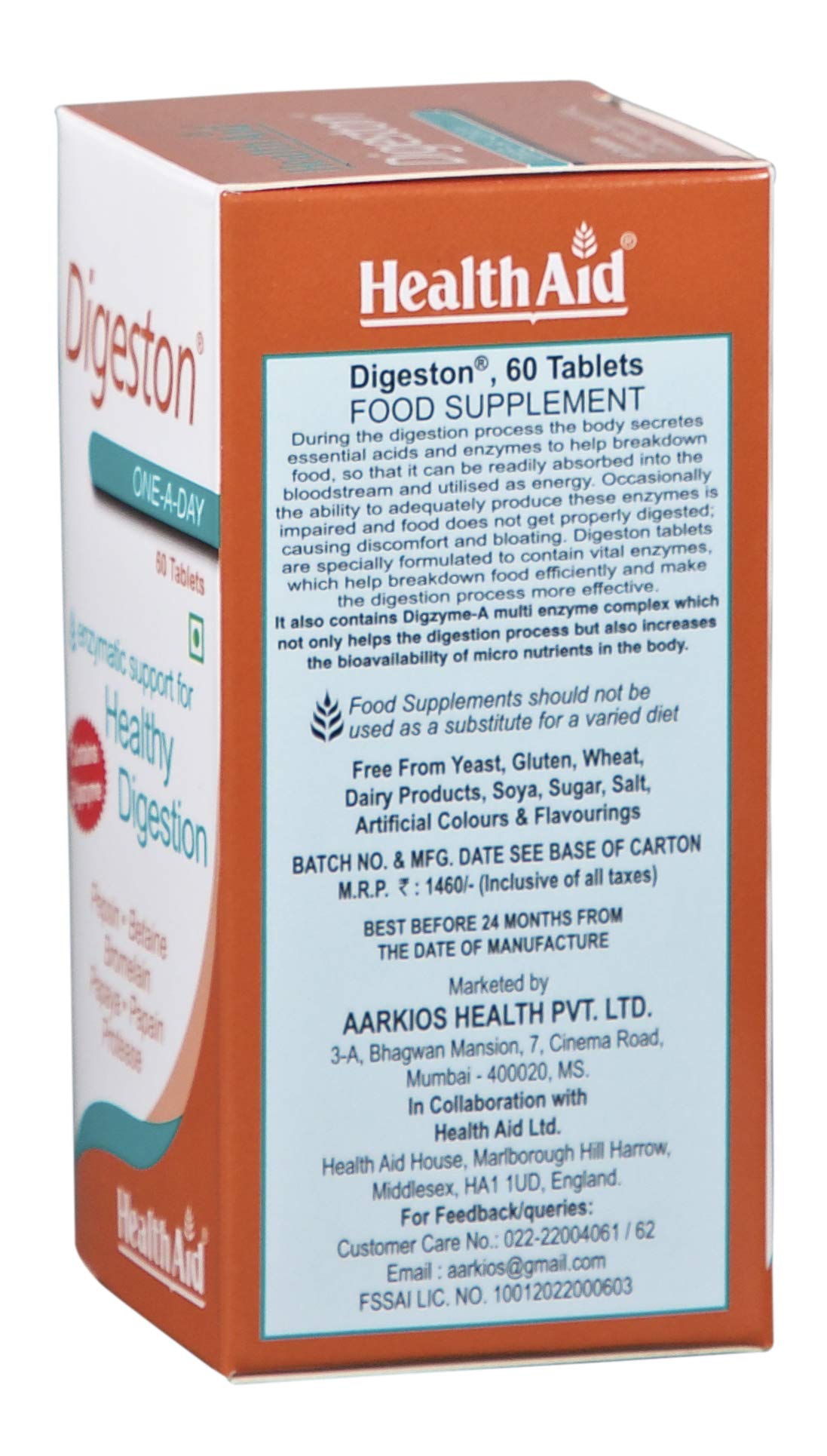 HealthAid Digeston (Papaya and Digestive Enzymes) - 60 Tablets