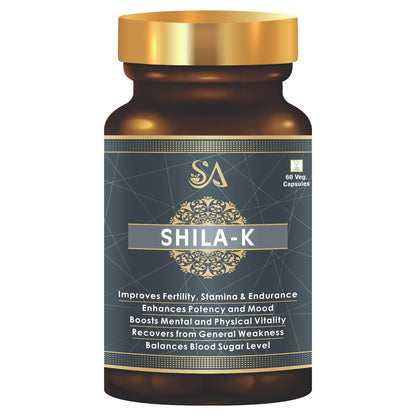 Sire Ayurveda Shila-k 60 Shilajit Capsules | Vegetarian Shilajeet - Power, Strength, Stamina Booster Supplements for Men