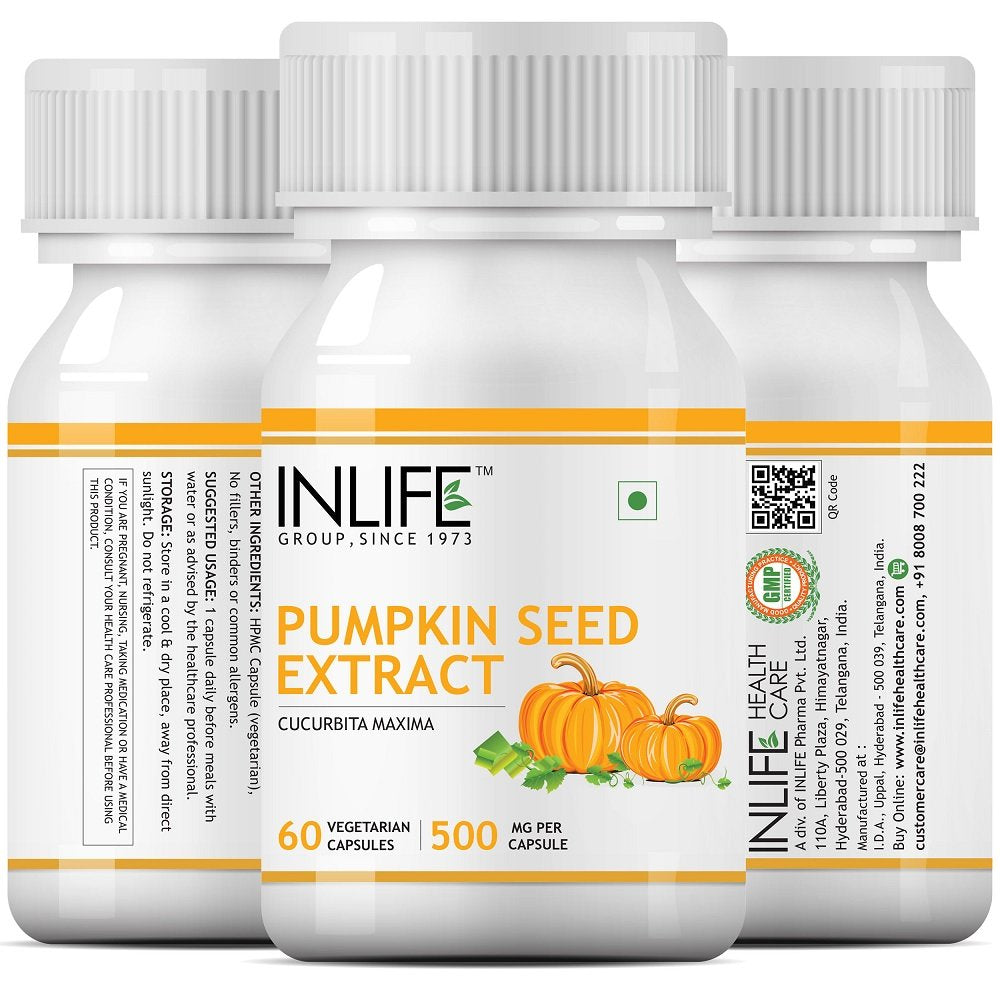 Inlife Pumpkin Seed Extract Supplement (500 mg) - 60 Vegetarian Capsules