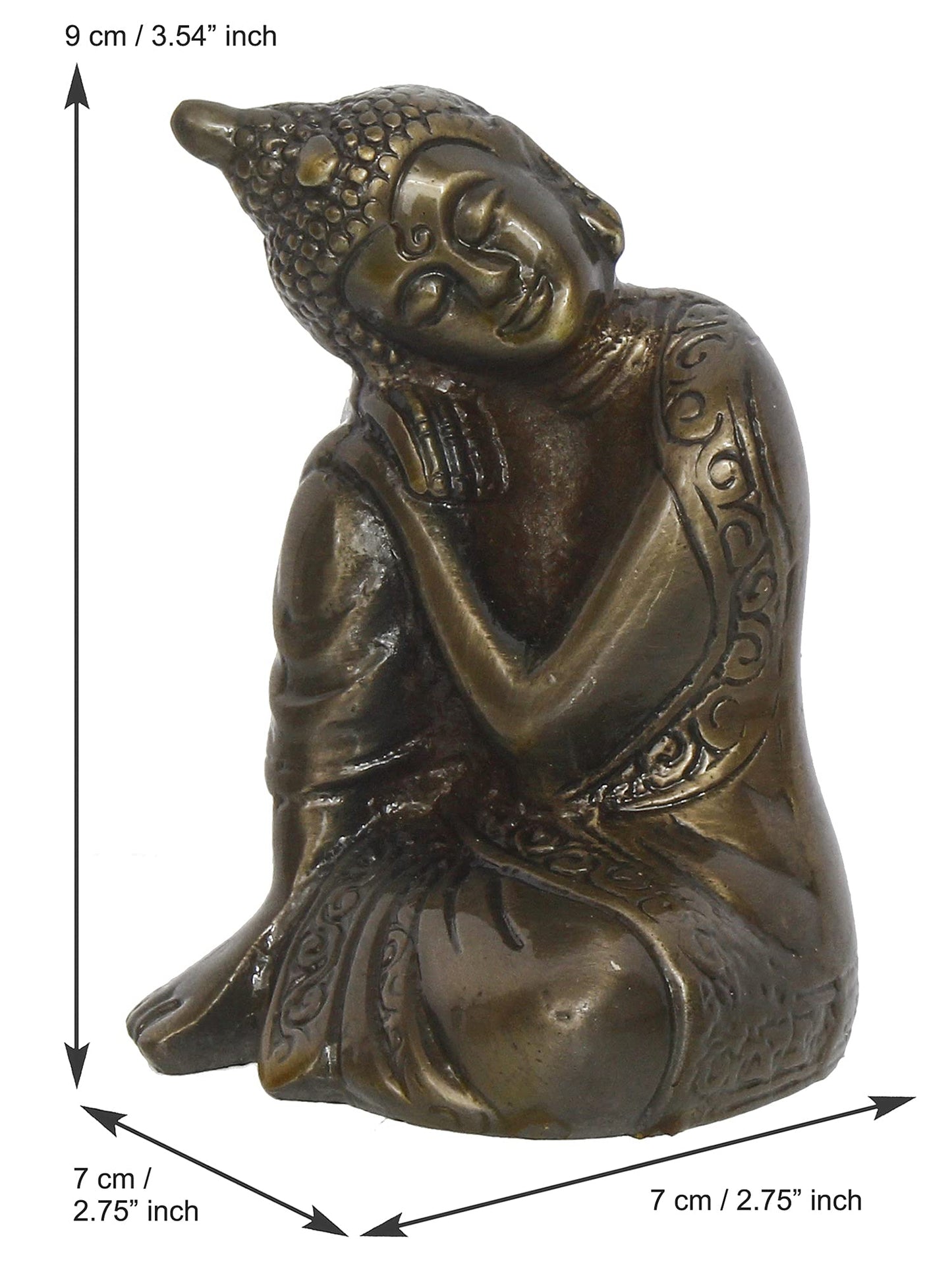 eCraftIndia Brown Metal Resting Buddha Statue - Serene and Decorative Home Decor Accent - Perfect for Meditation Room, Office