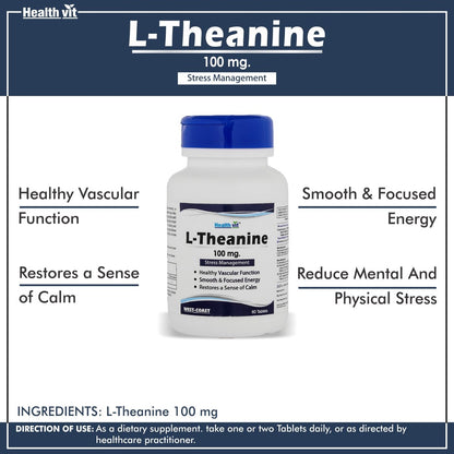 Healthvit L-Theanine for Stress Management 100 mg - 60 Tablets