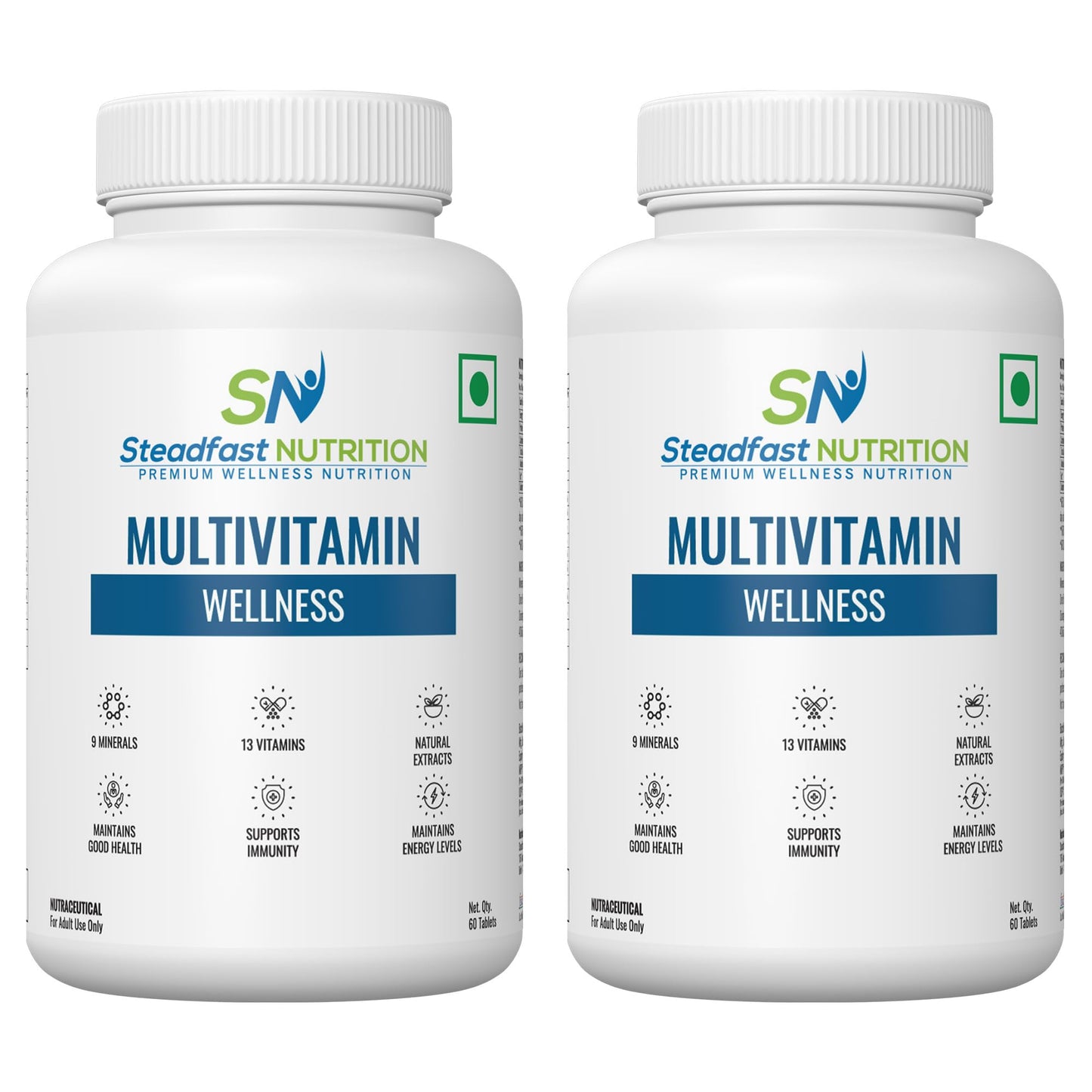 Steadfast Nutrition Multivitamin for Men & Women | Contains 30 Essential Vitamins & Minerals |12 Vit Gym, Workout & Athletics, 120 Capsule (Pack of 2)