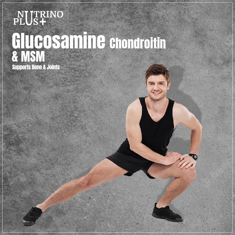 NutrinoPlus Glucosamine Chondroitin & MSM 2000 mg I Veg Capsules I Supports Healthy Joint, Bone & Can & Stiffness I For both Men & Women (PACK OF, 60)