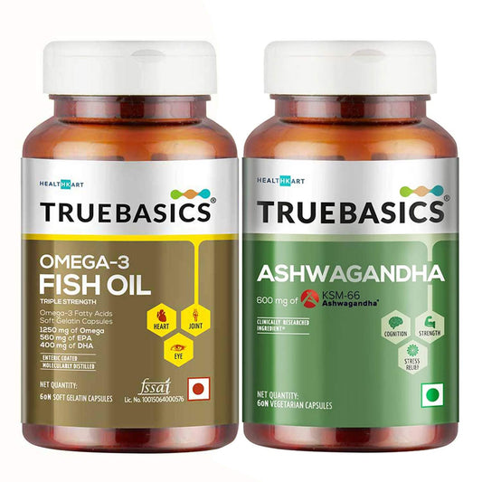 TrueBasics Fish Oil + Ashwagandha, 60 Capsule(s)/Pack