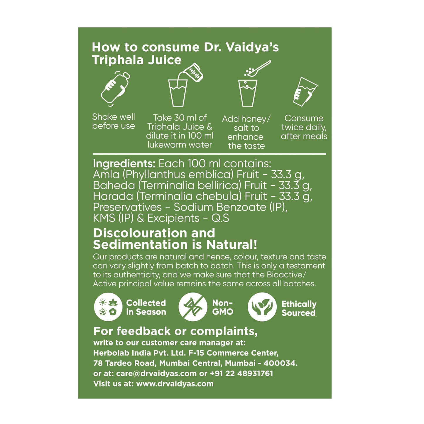 Dr. Vaidya's Weight Loss Combo - (Herboslim 2 + Triphala Juice)