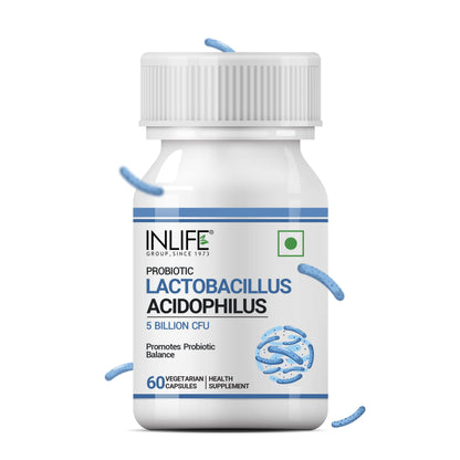 INLIFE Probiotic Lactobacillus Acidophilus 5 billion CFU | Gut Health Supplement for Men Women | Digobiotic Balance – 60 Veg Capsules (Pack of 2, 120)