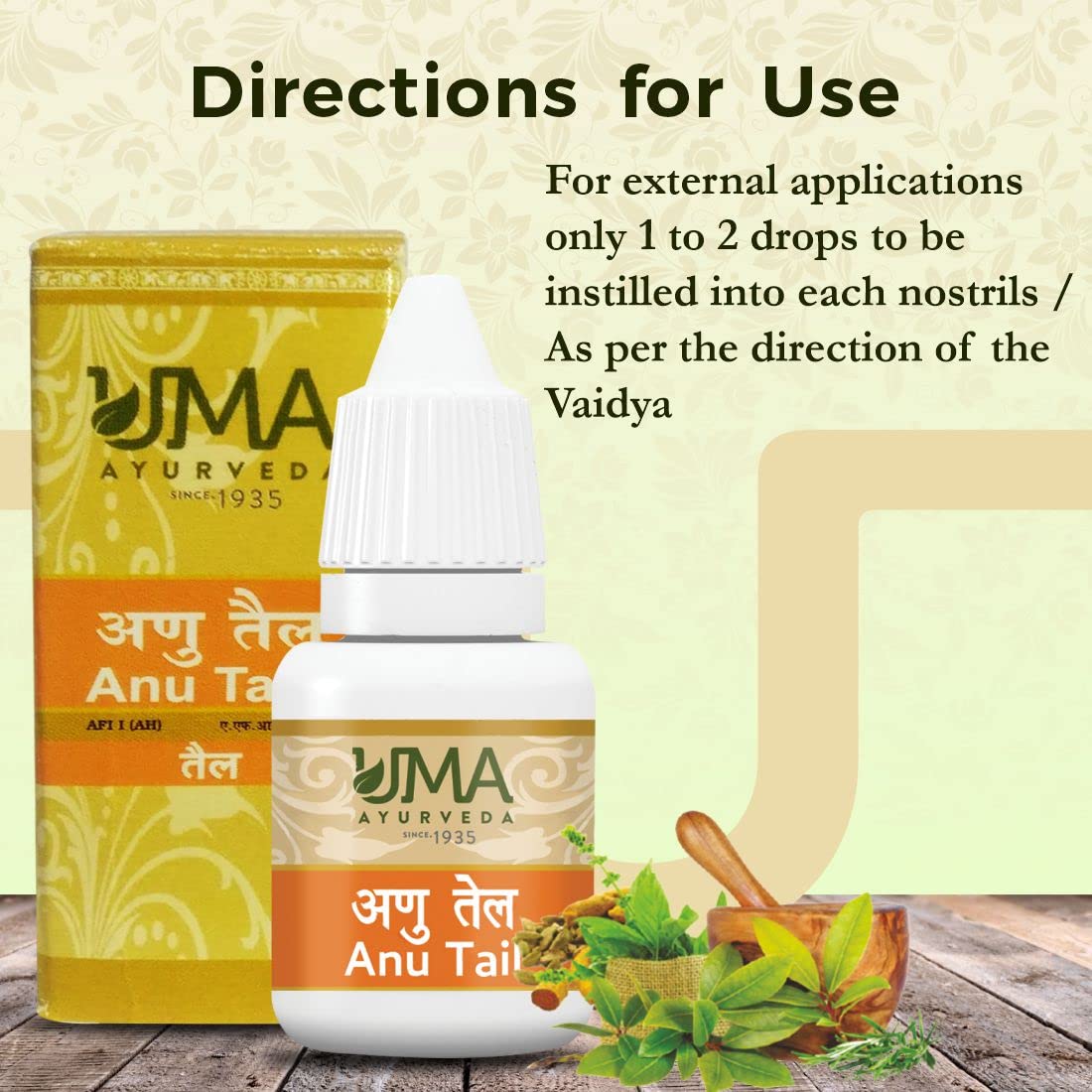 Uma Ayurveda Anu Tail 40ml (Pack of 4) | Nasal Oil for Unblocks Nasal | Anu Tail 100% Organic Natural Pure Drop