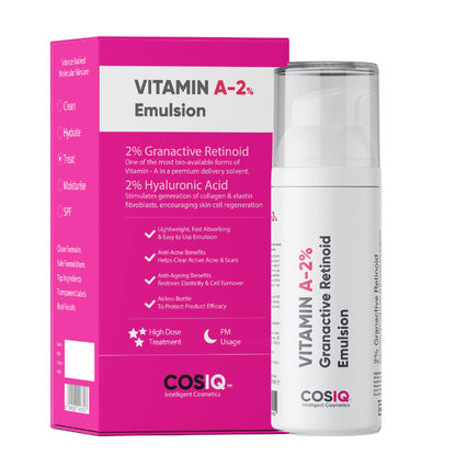 Cos-IQ 2% Vitamin A Granactive Retinoid Emulsion Face Serum | Vit-A Anti Ageing Night Cream Serum | For Women & Men | 30ml