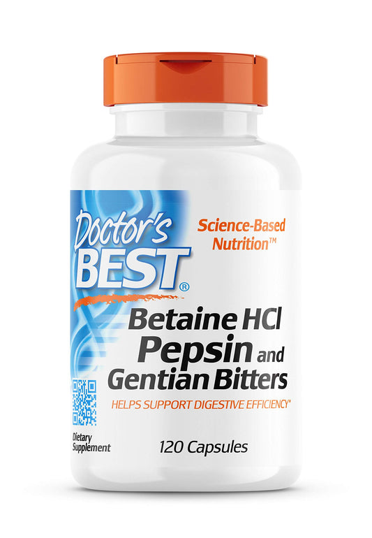 Doctor's Best Betaine Hcl Pepsin & Gentian Bitters (Support Digestive Health) - 120 Caps