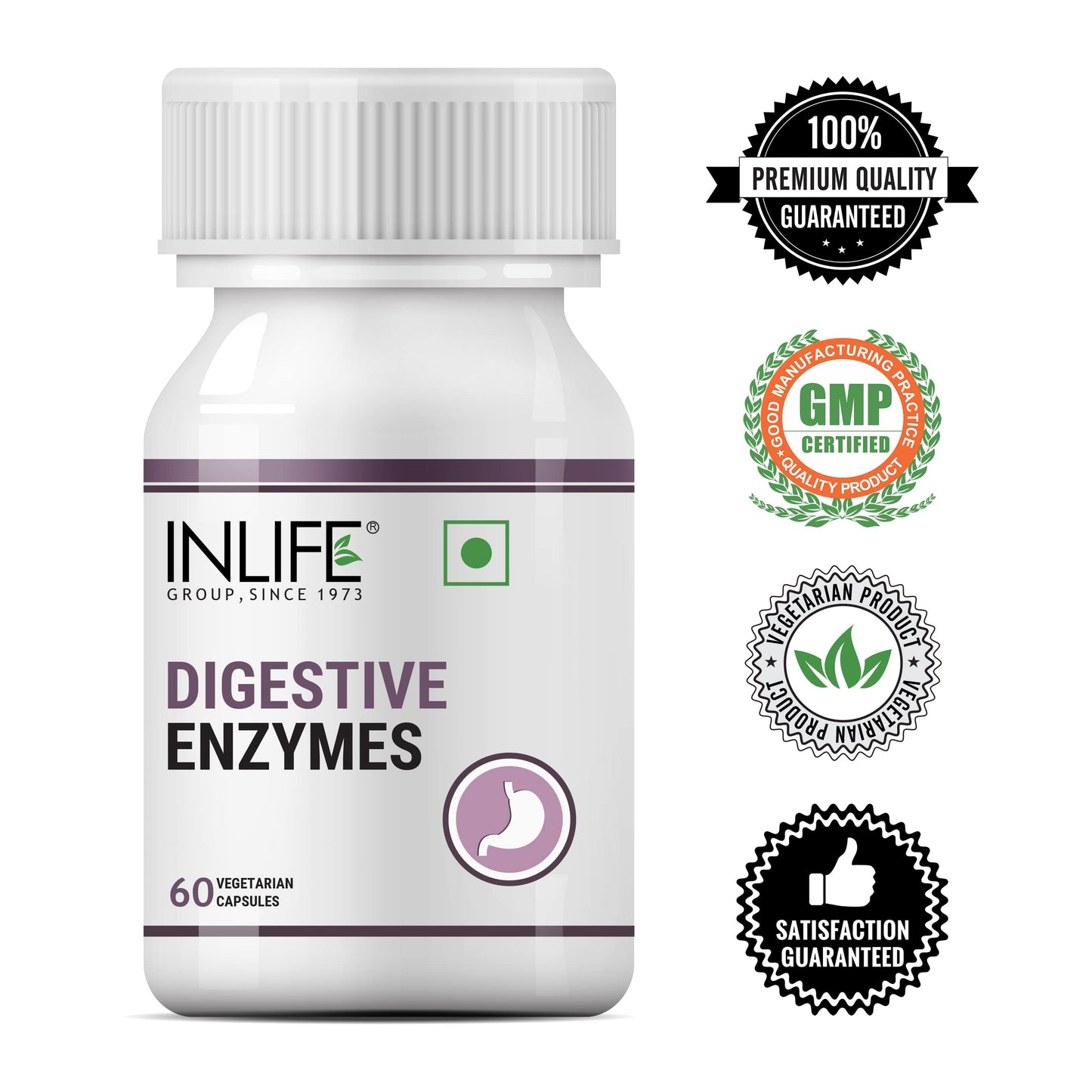 INLIFE Digestive Enzymes Supplement for Digestive Support - 60 Vegetarian Capsules (Pack of 2, 120)