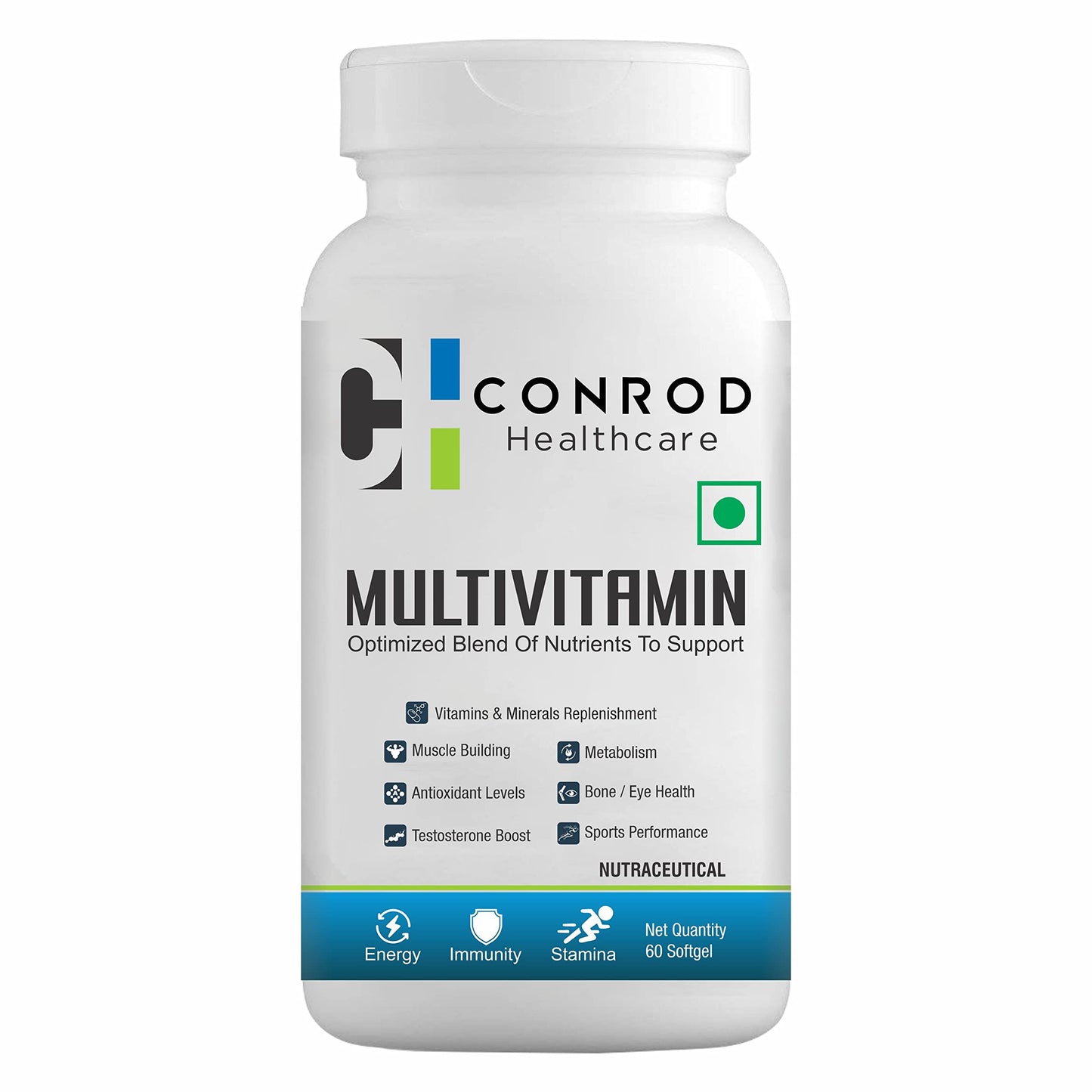 Conrod Healthcare Multivitamin for Men and Women with Zinc, Vitamin C,E for Immunity Booster, Vitamin B12, Multimineral, 60 Multivitamin Tablets