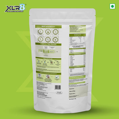 XLR8 Natur Iso Gold Whey Protein Isolate, 25g Protein, 5.7g BCAA, Sweetened with Stevia (Chocolate, 1Kg)